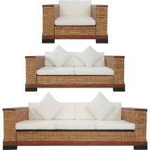 Torana - Set di Divani 3 pz con Cuscini in Rattan Naturale Marrone