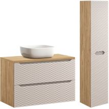 Petits-meubles - Set di mobili da bagno con lavabo Elora beige e marrone 90cm