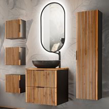 Petits-meubles - Set di mobili da bagno con lavabo Gaia marrone e nero 60cm