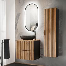 Petits-meubles - Set di mobili da bagno con lavabo Gaia marrone e nero 60cm