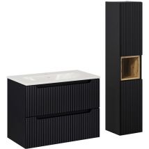 Petits-meubles - Set di mobili da bagno con lavabo Riva nero 80cm