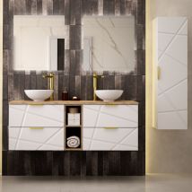 Set di mobili da bagno doppio lavabo Aurora bianco
