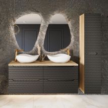 Petits-meubles - Set di mobili da bagno doppio lavabo Elora nero e marrone 120cm