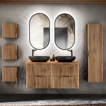 Petits-meubles - Set di mobili da bagno doppio lavabo Gaia marrone e nero 120cm
