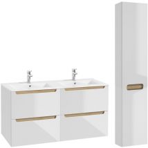 Petits-meubles - Set di mobili da bagno doppio lavabo Livia bianco 120cm