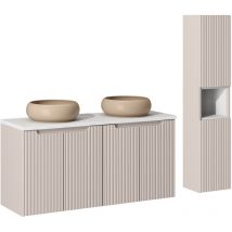 Petits-meubles - Set di mobili da bagno doppio lavabo Riva cachemire 120cm