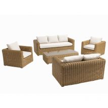 Oviala - Set da giardino basso con 7 posti in rattan intrecciato