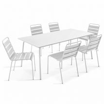 Oviala - Tavolo da giardino e 6 sedie in metallo bianco - Palavas