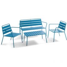 Oviala - Set da giardino con 4 posti e 1 tavolino in acciaio blu pacifico - Palavas