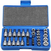 Set di prese a stella in acciaio 34pz 3/8' riparazione auto moto con valigetta