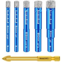 Set di punte per piastrelle, punta diamantata per forare gres da 5,6,8,10,12 mm, punta per metallo per piastrelle da 6 mm, punte per ceramica per