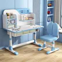 Sinbinta - Set di scrivania e sedia per bambini regolabile in altezza con cassetto, tavolo da studio ergonomico per bambini, scrivania ampliata