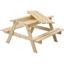 Timbela - Tavolo da picnic per bambini in legno con scomparto segreto L90xL90xA50 cm - Gruppo Tavolo con panche M010-1