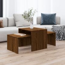 Furniture Limited - Set Tavolini Salotto Rovere Marrone 100x48x40