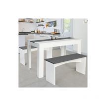Set di tavolo e 2 panche rozy 4 persone bianco e grigio 110 cm