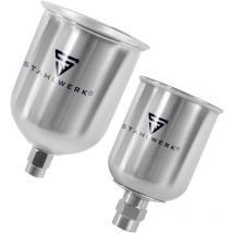 Set di tazze per vernice in alluminio / tazza di flusso da 125 ml e tazza per vernice da 600 ml - Stahlwerk