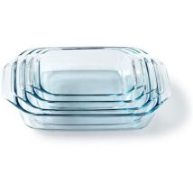 Set Da 4 Pirofile Da Forno - Pyrex - Vetro - Rettangolare - 27/31/35/39 Cm