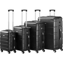 Set di valigette Zelsius 4 pezzi, nero, valigetta rigida in abs con chiusura a combinazione e divisorio interno