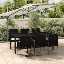 VidaXL Set da Pranzo da Giardino 7 pz Nero con Cuscini in Polyrattan