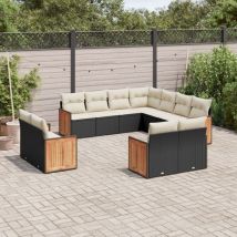 Torana - Set Divani da Giardino 11 pz con Cuscini in Polyrattan Nero