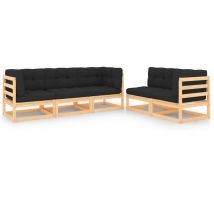 vidaXL Set Divani Giardino 6 pz con Cuscini in Legno Massello di Pino