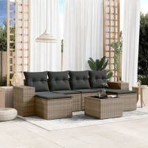 Vidaxl - Set Divani Da Giardino 7 Pz Con Cuscini Grigio In Polyrattan