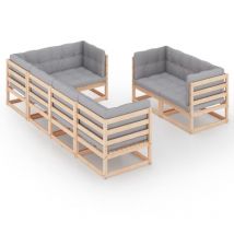 Minkurow - vidaXL Set Salotto Giardino 7 pz Cuscini Antracite Legno Massello Pino