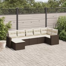 Avimac - Set Divani da Giardino 7 pz con Cuscini Marrone in Polyrattan