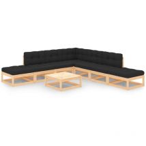 Minkurow - vidaXL Set Salotto Giardino 8 pz Cuscini Antracite Legno Massello Pino