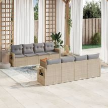 Vidaxl - Set Divano da Giardino 9 pz con Cuscini Beige Misto Polyrattan