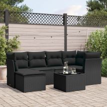 Torana - Set Divani da Giardino con Cuscini 7pz Nero Polyrattan