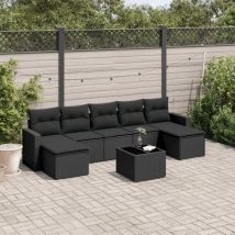 Torana - Set Divani da Giardino con Cuscini 8 pz Nero in Polyrattan