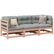 Set Divani Giardino 3 pz Cuscini Legno Massello Abete Douglas