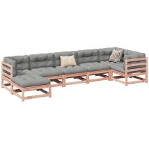 Set Divani Giardino 7 pz Cuscini Legno Massello Abete Douglas
