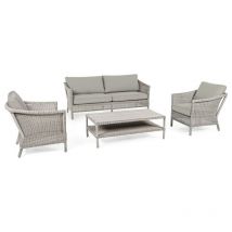 Estosa - Set Divano con 2 Poltrone e Tavolino in Polyrattan da Giardino Modello Ischia