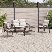 Avimac - Set Divano da Giardino 4 pz con Cuscini Marrone in Polyrattan
