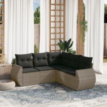 Torana - Set Divano da Giardino 5 pz con Cuscini Grigio in Polyrattan