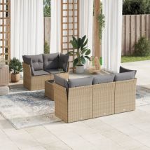 Torana - Set Divano da Giardino 6 pz con Cuscini Beige in Polyrattan