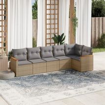 Torana - Set Divano da Giardino 6 pz con Cuscini Beige in Polyrattan