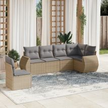 Avimac - Set Divano da Giardino 6 pz con Cuscini Beige in Polyrattan