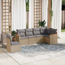 Torana - Set Divano da Giardino 6 pz con Cuscini Beige in Polyrattan