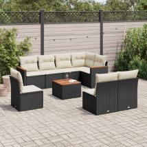 Vidaxl - Set Divani da Giardino 9 pz con Cuscini Nero in Polyrattan