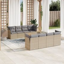 Torana - Set Divano da Giardino 9 pz con Cuscini Beige Misto Polyrattan