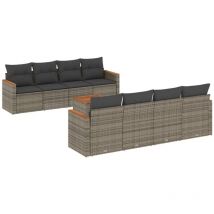 Torana - Set Divano da Giardino 9 pz con Cuscini Grigio in Polyrattan