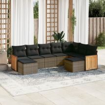 Torana - Set Divano da Giardino 9 pz con Cuscini Grigio in Polyrattan