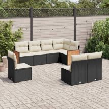 Vidaxl - Set Divani da Giardino con Cuscini 8 pz Nero in Polyrattan