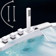 Mucola - Set doccetta a 5 fori per doccetta set doccia rotondo rubinetto bagno bordo vasca cromato