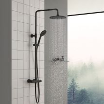 Cecipa - Nero Colonna Doccia Termostatica con Miscelatore Set Doccia Regolabile in Altezza Miscelatore Termostatico per Doccia con Soffione e