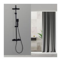 Ubeegol - Set Doccia Colonna Doccia Termostatica Corpo In Acciaio Sistema Doccia Regolabile In Altezza Nero
