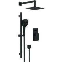 Remer - Set doccia completo a incasso con saliscendi nero opaco - serie Absolute 20 cm